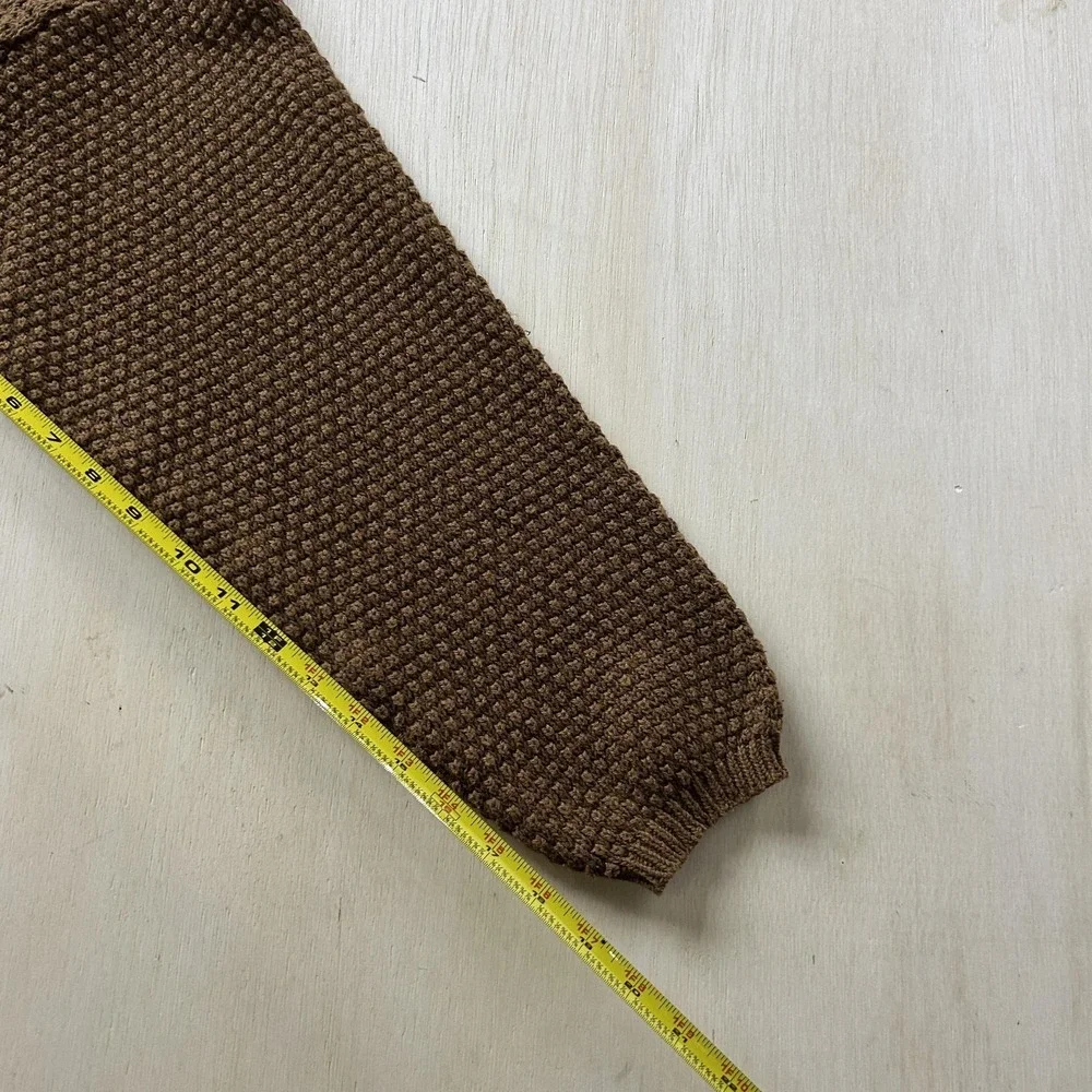 Vintage Sweater Womens Large Brown Crew Neck Waffle-Knit Dolman Sleeve Pullover - Picture 6 of 7